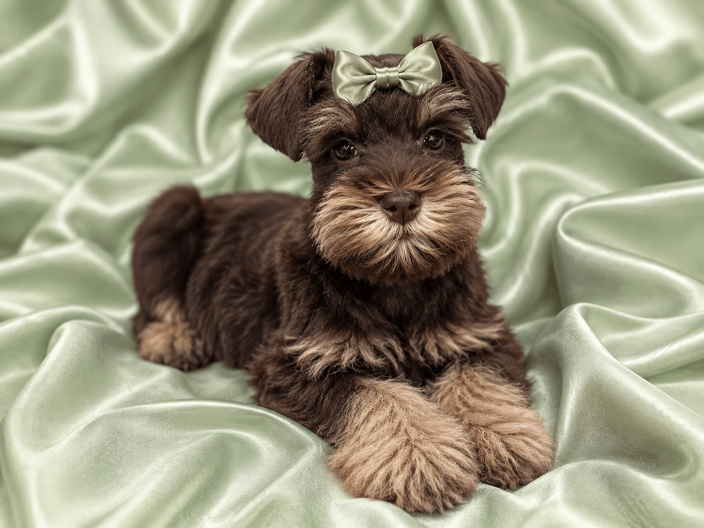 Liver and tan AKC Miniature Schnauzer Tcup -sized Female mega coated RoyalSchnauzers