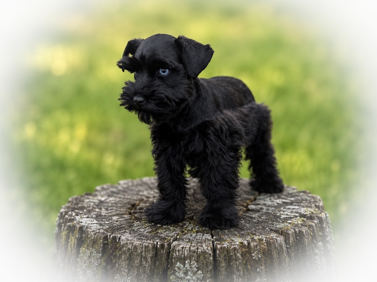 black AKC Miniature Schnauzer Toy -sized Female mega coated Double Blue Eyes RoyalSchnauzers